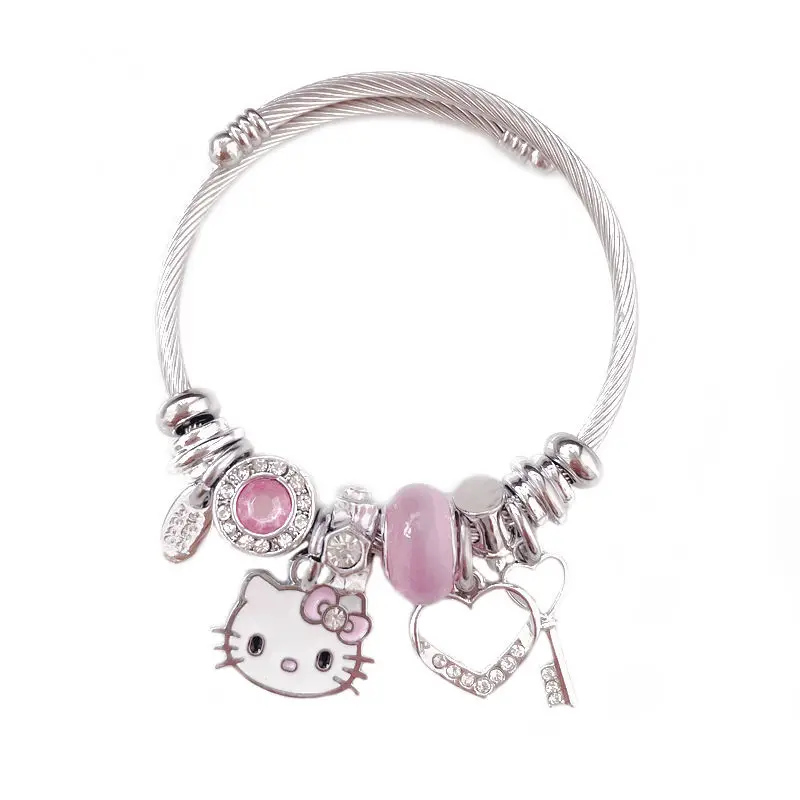 

Аниме периферийные ювелирные изделия браслет из стерлингового серебра Hello Kitty мультяшный женский браслет подарок на день рождения милые ук...