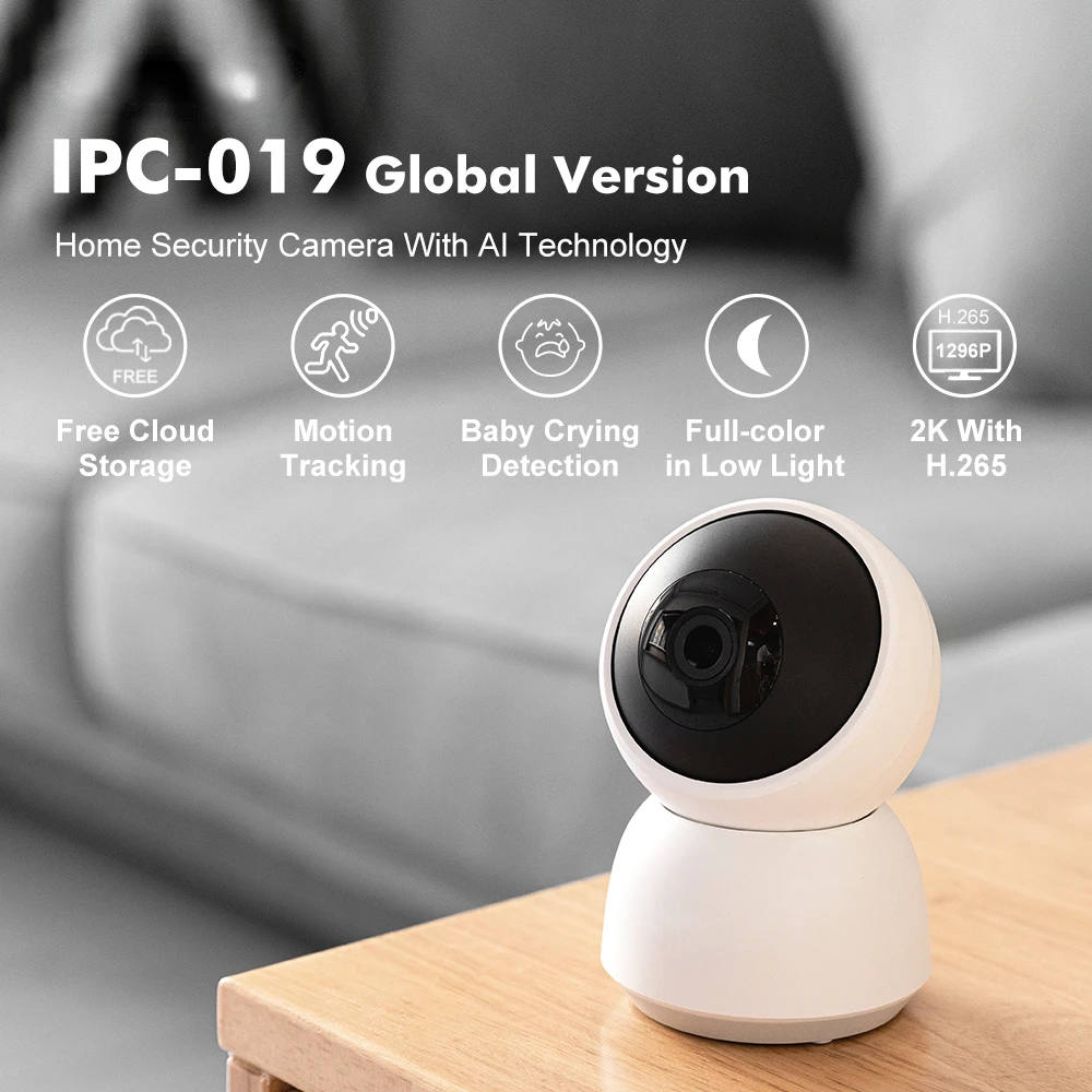 

2022NEW 019 IP Camera Wifi 2K HD Video Surveillance Indoor Home Security Protection CCTV Night Vision Motion Dection PTZ Web Cam