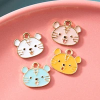 10pcs enamel tiger charm gold plated pendant jewerly making bracelet findings women necklace earrings accessories craft diy