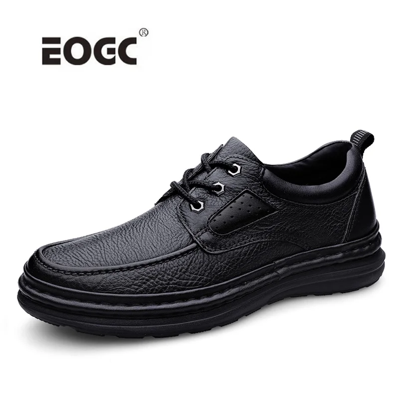 Natural Leather Men Shoes Breathable Autumn Wear-Resisting Rubber Ankle Flat Shoes Casual Comfort Outdoor Walking Shoes Men