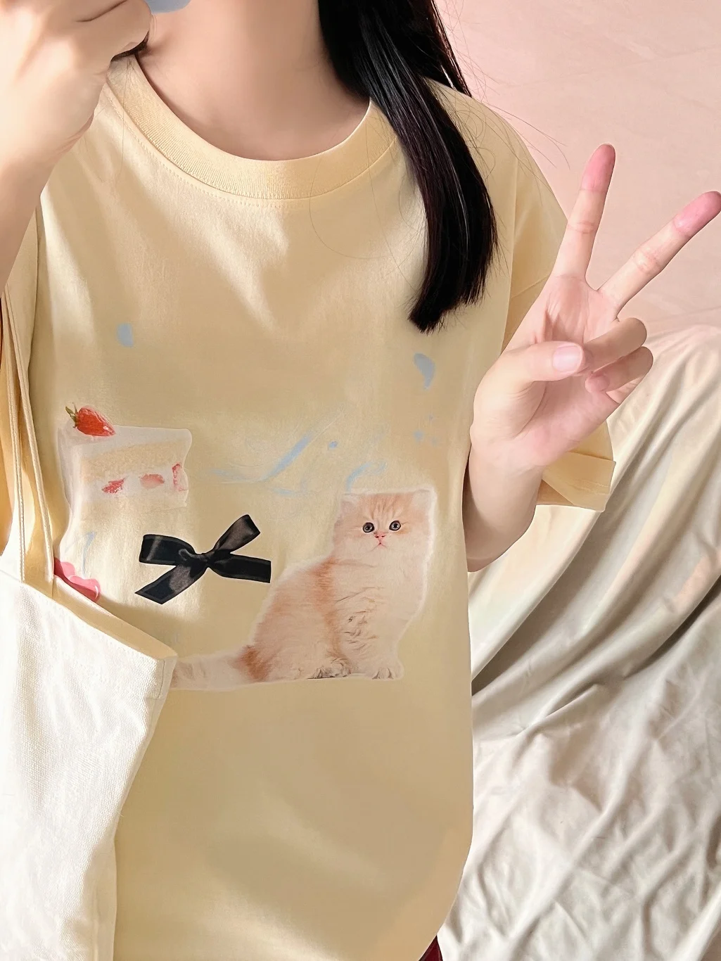 Женская винтажная футболка из чистого хлопка с короткими рукавами и принтом