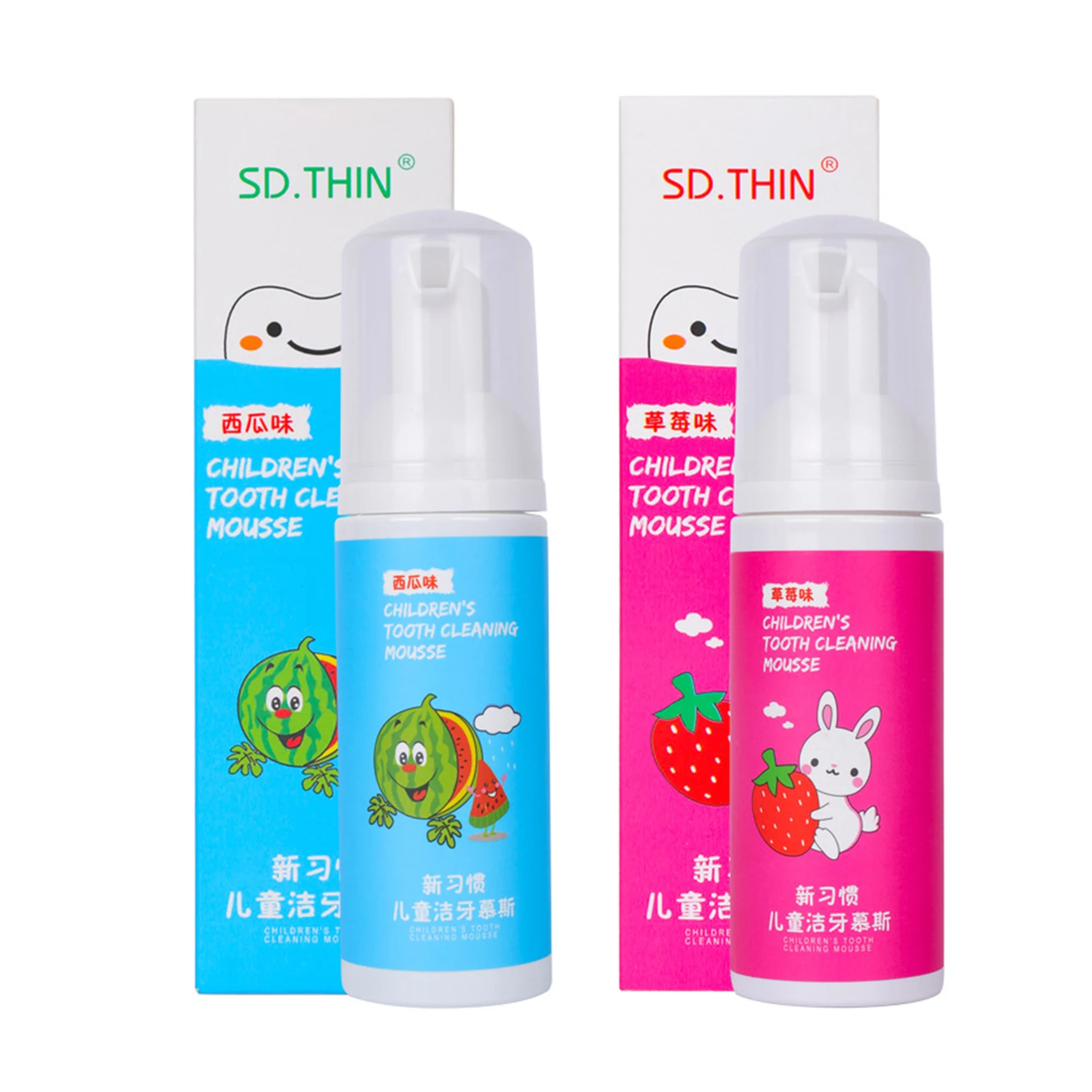 

New 60ml Strawberry Watermelon Foam Toothpaste Decontamination Oral Cleansing Whitening Foam Dental Care Wholesale