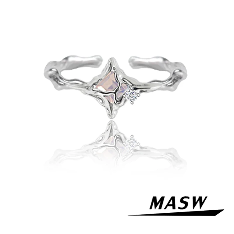 

MASW Original Design Delicate Star Rings Pretty Jewelry Senior Sense High Quality Copper Glass Adjustable Rings For Women