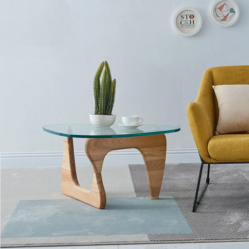 

Tempered Glass Coffee Table Solid Wood Coffee Table Medieval Designer Modern Nordic Furniture Living Room