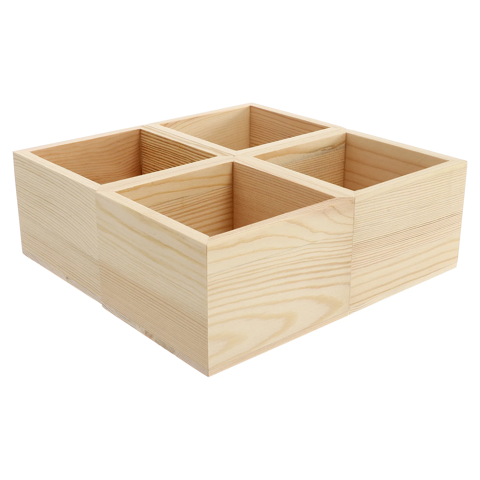 

4 Pcs Table Centerpiece Boxes Small Wood Jewelry Organizer Square Gifts Storage Trunk Rustic Crafts Ring