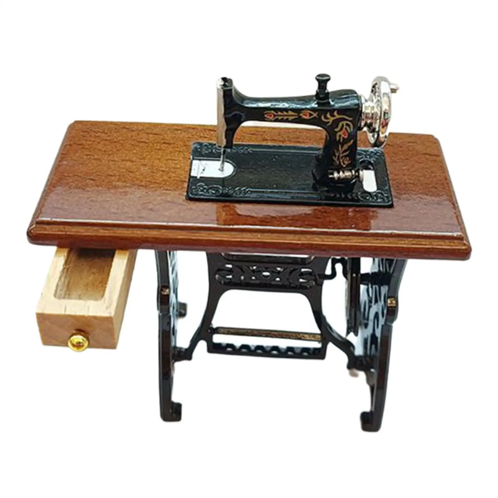 Máquina de coser en miniatura, modelo de muebles de simulación para decoración de casa de muñecas, accesorios de fotografía, juguete a medida, 1/6