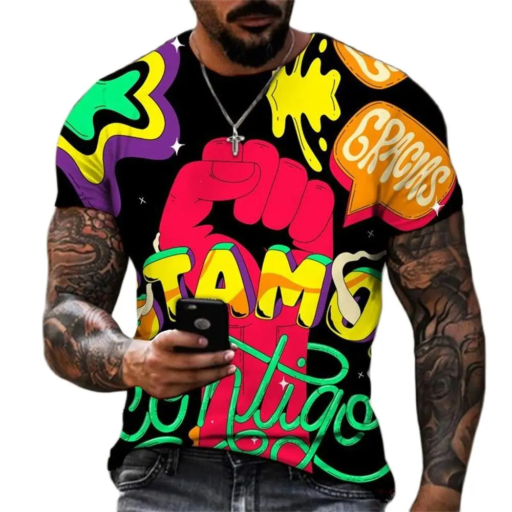 

Мужская футболка с круглым вырезом, коротким рукавом и 3D-принтом