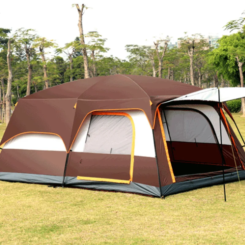 

Двухмерная большая туристическая палатка на 8-12 человек, двухслойная, толстая, непромокаемая, для всей семьи