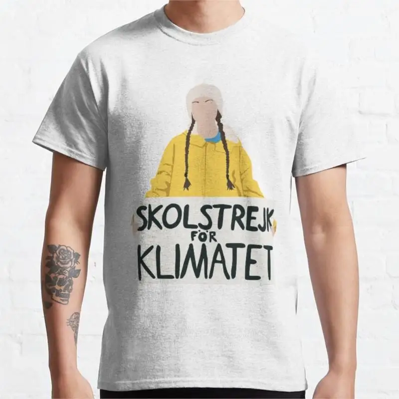 Футболка Greta Thunberg Skolstrejk для кондиционирования, Минималистичная забавная футболка, футболка для мужчин, милая Одежда для мальчиков, футболки с круглым вырезом