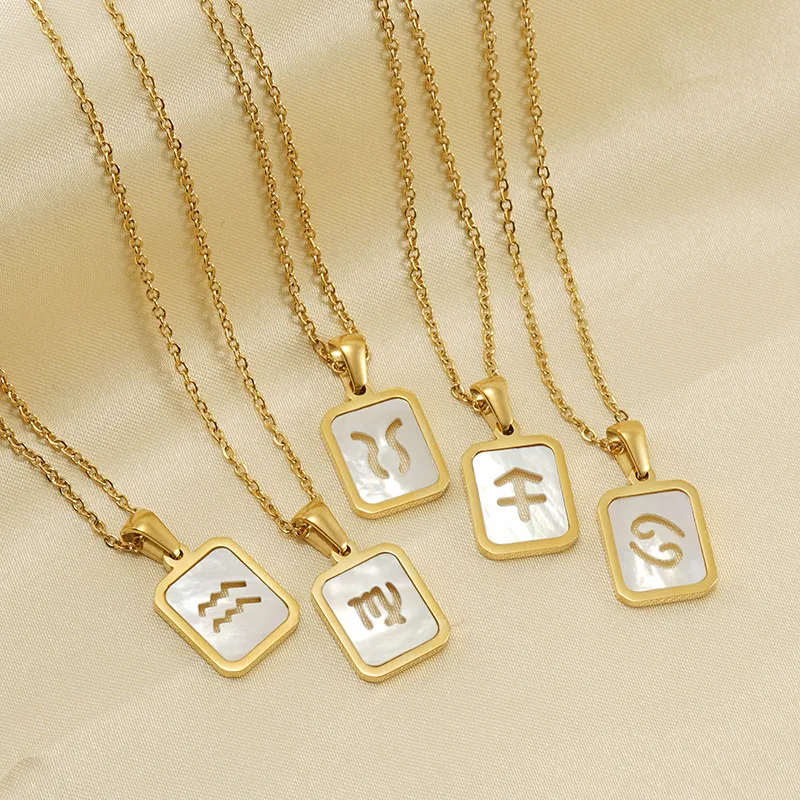 

New Stainless Steel Zodiac Sign Necklace for Women 12 Constellation Pendant Necklace Chain Necklace Men Jewelry Gifts wholesale