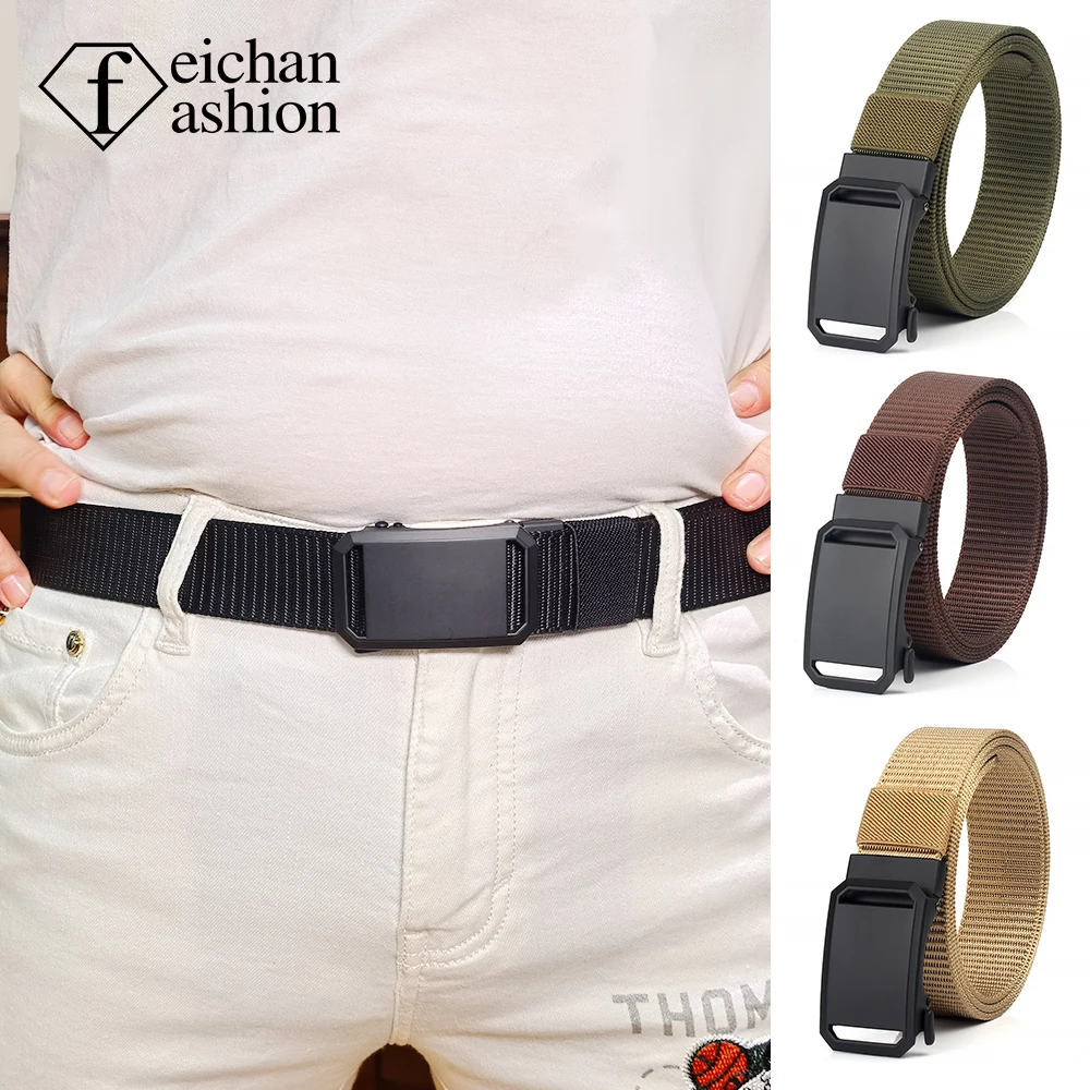 Men's alloy automatic buckle nylon belt Outdoor training tactical woven belt Casual fashion business everything