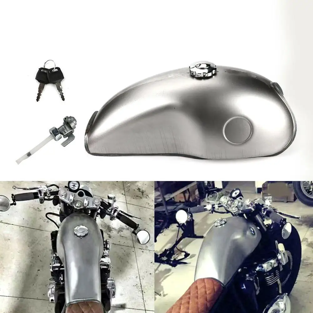

10l / 2.6gal Cafe Racer Gas Tank Universal Fuel Tank With Thick Iron Cap Petcock For Yamaha Honda Kawasaki Drop Shiping