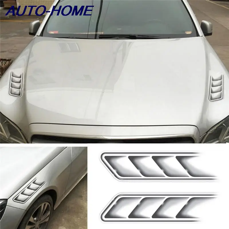 

2pcs/lot Waterproof Shark Gills Car Styling 3D Simulation Vent Air Flow Fender Chrome Glue Sticker Decal Car Decoration