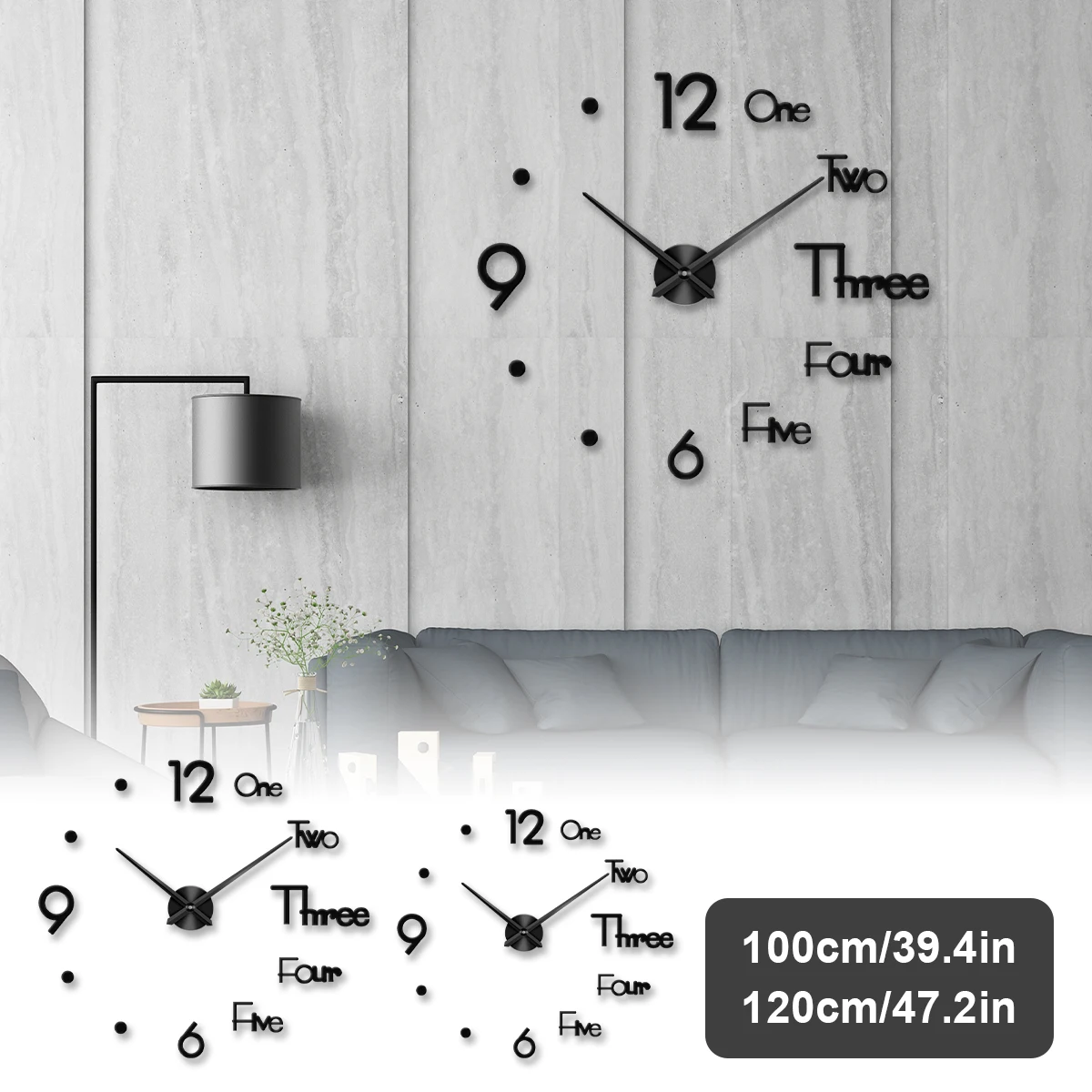 

Большие настенные часы без рамки, настенные часы «сделай сам», современные настенные часы 3D, водонепроницаемые декоративные часы с зеркаль...