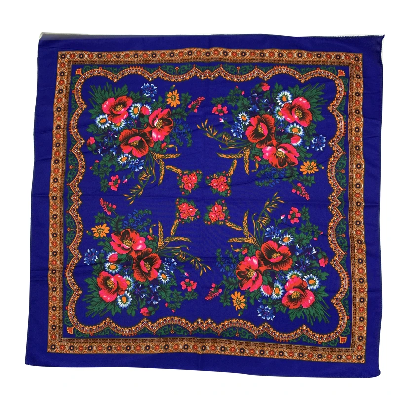 70*70cm Russian Floral Scarf Women Small Square Bandana Ethnic Shawl Women's Headband Scarves Lady Handkerchief Head Wraps