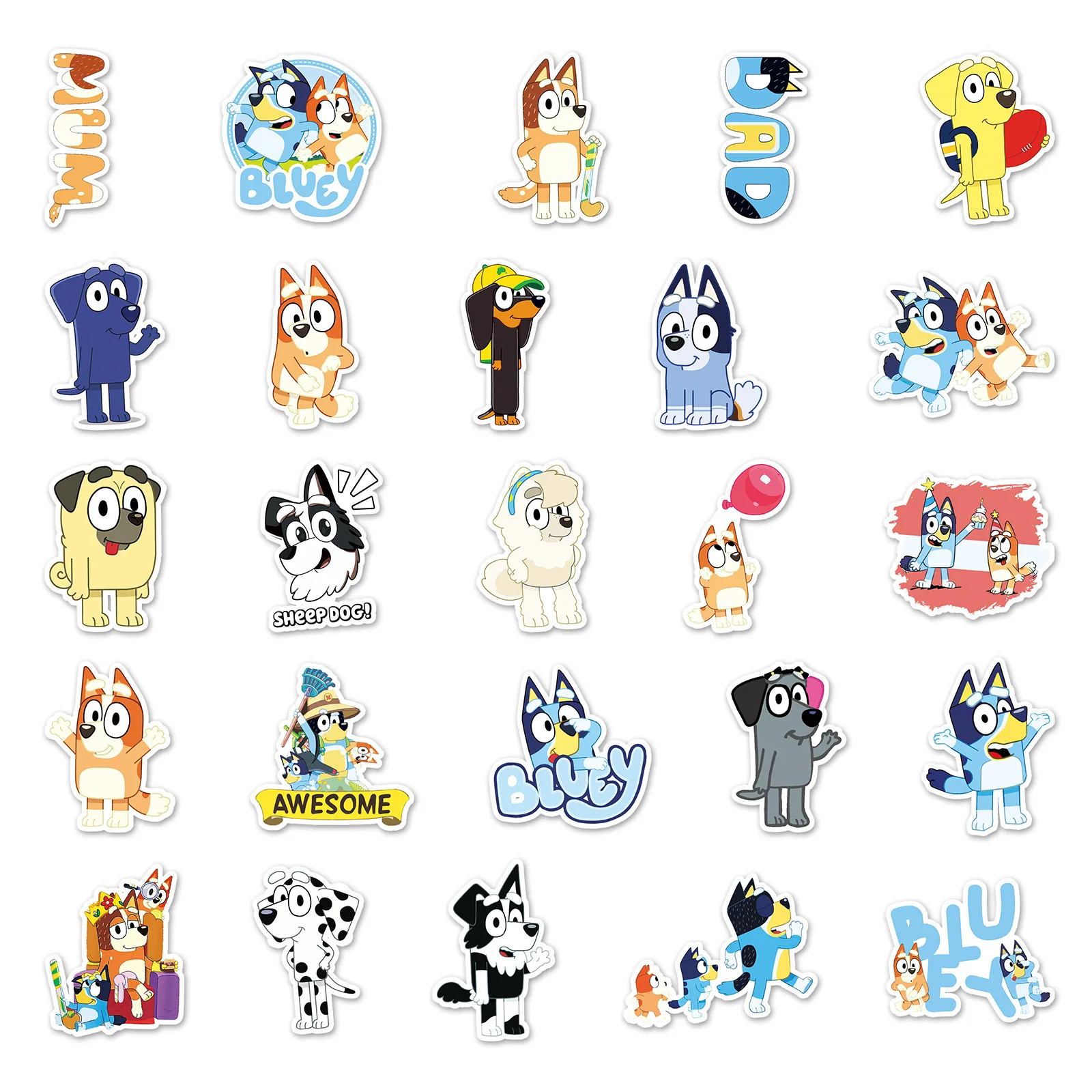 50 Bluey Cartoon Anime Stickers DIY Toys Kawaii Gifts Laptop Labels Decorative Scrapbooking Aesthetic Pegatinas |