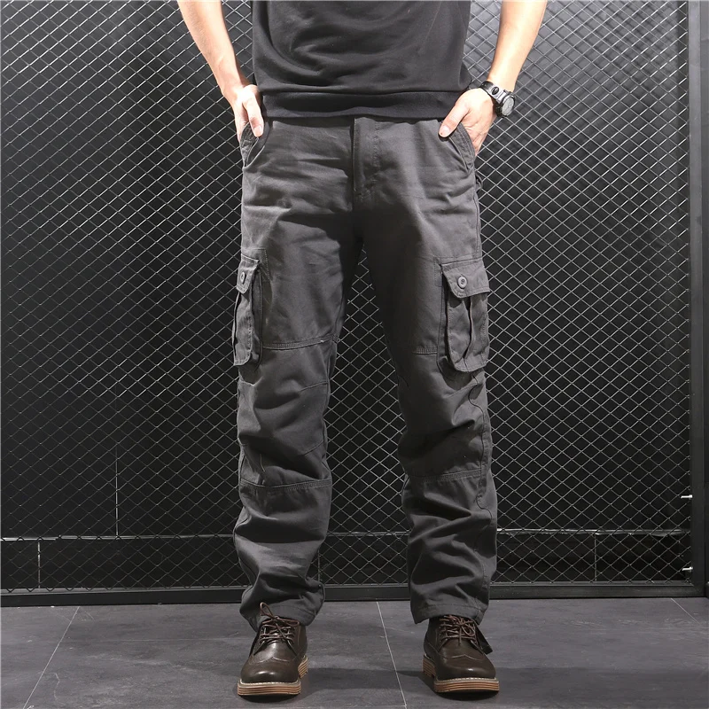 Брюки-карго мужские тактические повседневные спортивные хлопковые штаны прямые