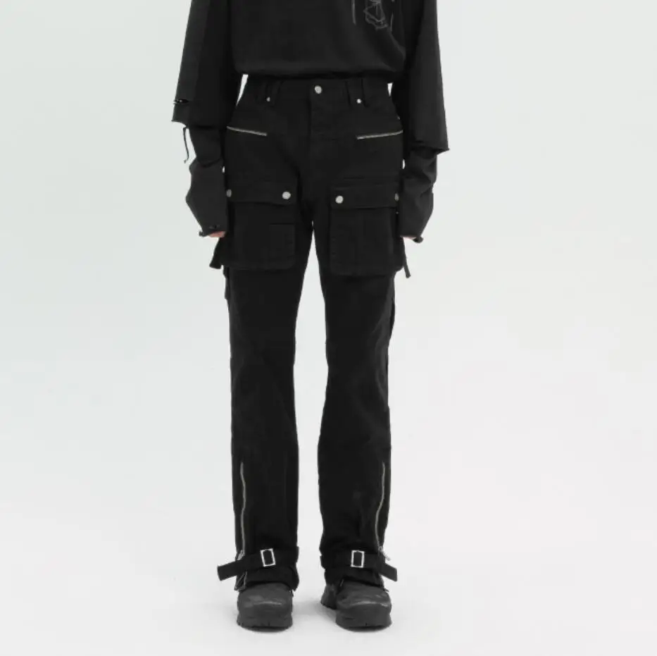 2022 New Men Clothing Yamamoto Style Niche Design Striped Overalls Pants Plus Size Costume 27-46
