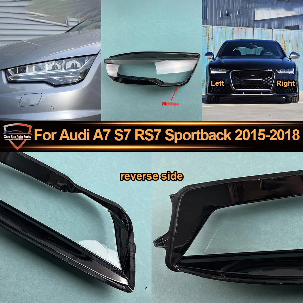 Фото Прозрачный чехол-крышка для передних фар Audi A7 S7 RS7 Sportback 2015-2018 (с линиями) №1
