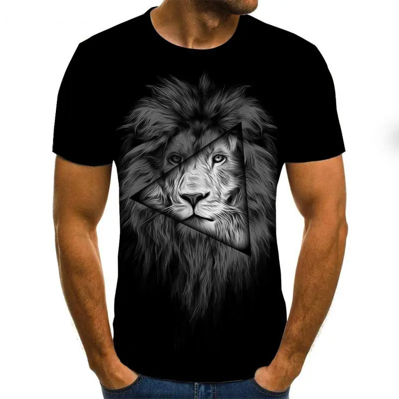 

Short-sleeve Mens Animal 3d Printing Three-dimensional Tiger Cute Cool T-shirt Fashion Trend Hip-hop Rock Street Leisure Summer