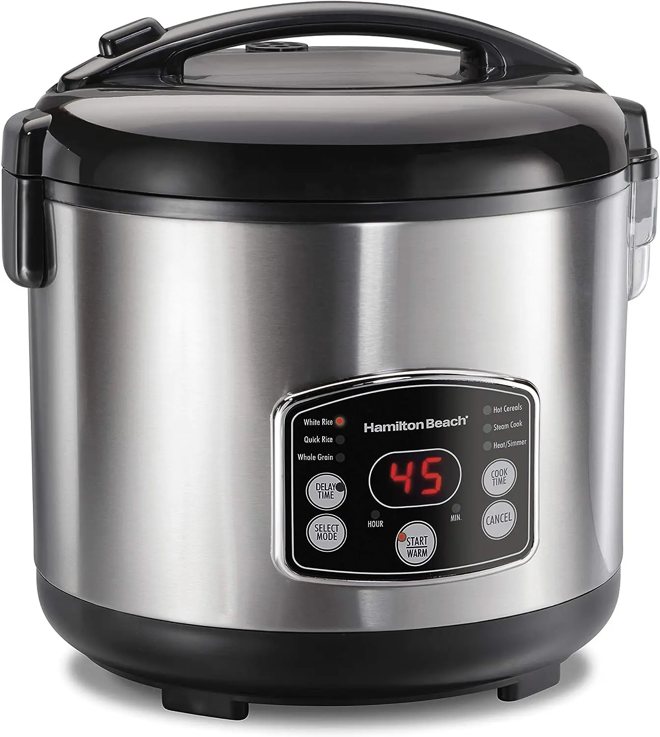 

Digital Programmable Rice Cooker & Food Steamer, 14 Cups Cooked (7 Uncooked) With Steam & Rinse Basket, Stainless Steel