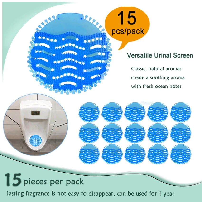 Urinal Screen Deodorizer Mats 15 Pieces per Pack Anti Splash Pad Aromatic Deodorising Bathroom Men's Toilet Screen Urinals Cakes