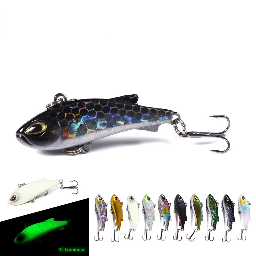 

2PCS Vibration Mini Sinking Wobbler Lure Winter Micro Metal VIB Hard Bait Lipless Crankbait Ice Fishing Lure for Pike Bass Trout