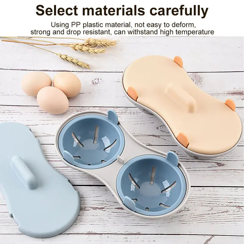 

New Microwave Double Egg Poacher Maker Poached Eggs Cooker Steamer Kitchen Gadget Dishwasher Heat Resistant Egg Poacher