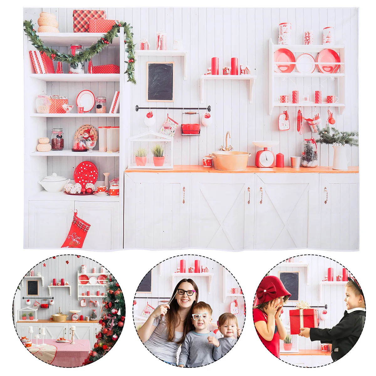 

1pc Christmas Prop Unique Decorative Hanging Cloth Photographing Decor Backdrop for
