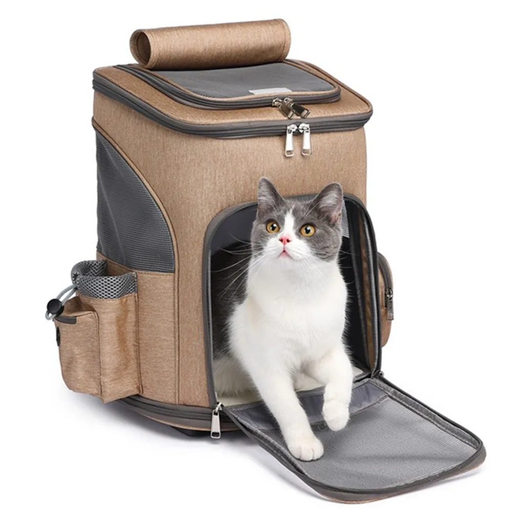 Pets Trolley Case Cat Dog Travel Bag Suitcase Luggage Collapsible 4 Wheel Storage Box Breathable Backpack Handbag Pet Stroller