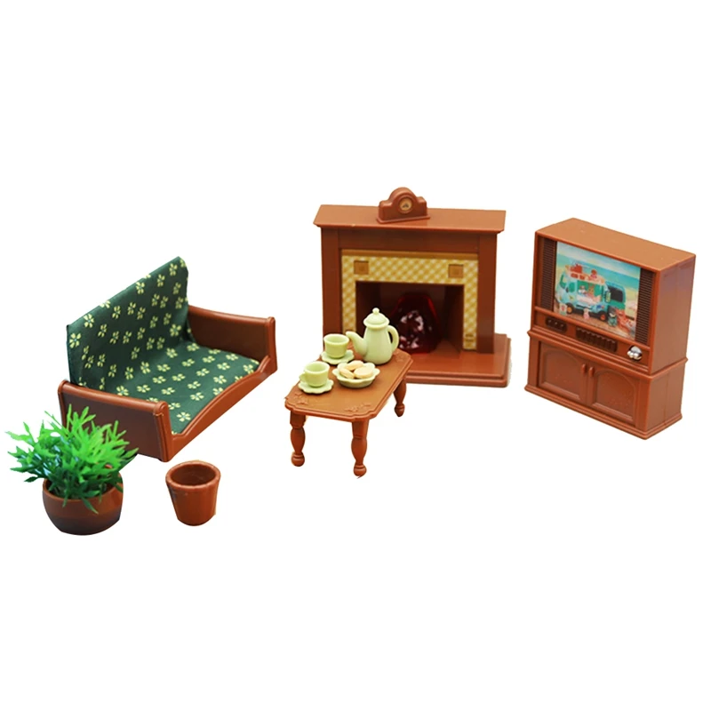 

Имитация мини-заварочного дивана, телевизора, украшение для кукольного домика, чайник, чашка, закуска, печенье, детские игрушки для игрового домика