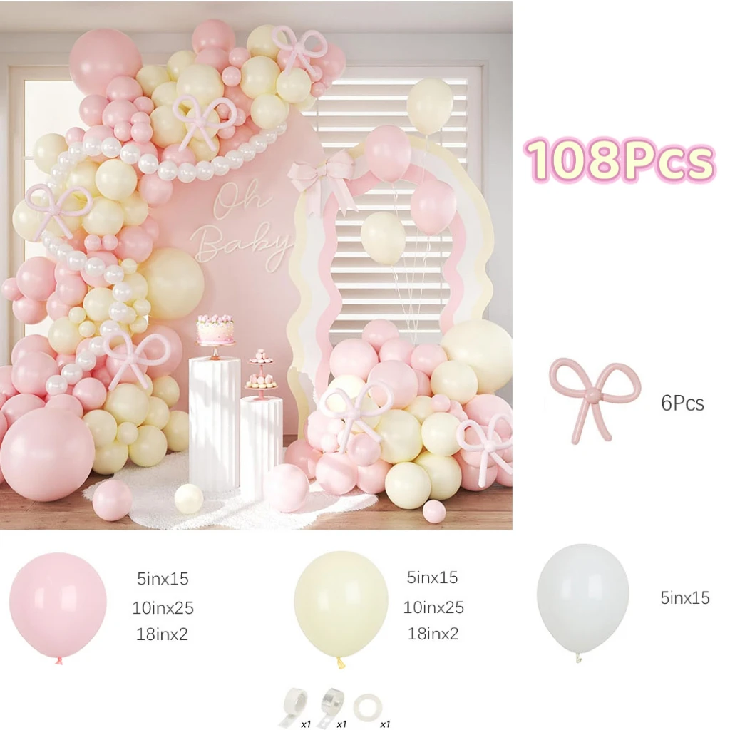 

Набор гирлянд из розовых и желтых шаров