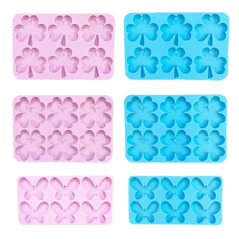 

N58F 3x Butterfly Silicone Molds Clover Shamrock Keychain Resin Mold Epoxy Casting Mold for DIY Earring Pendant Jewelry Craft