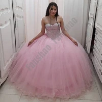 classic pink quinceanera dresses strapless sleeveless prom vestido detachable shiny sequin sweet for 15 girls ball gowns