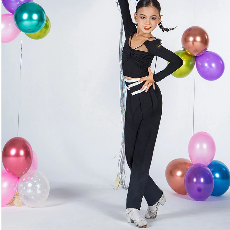 Новинка 2022 брюки для латиноамериканских танцев девочек черные длинные прямые