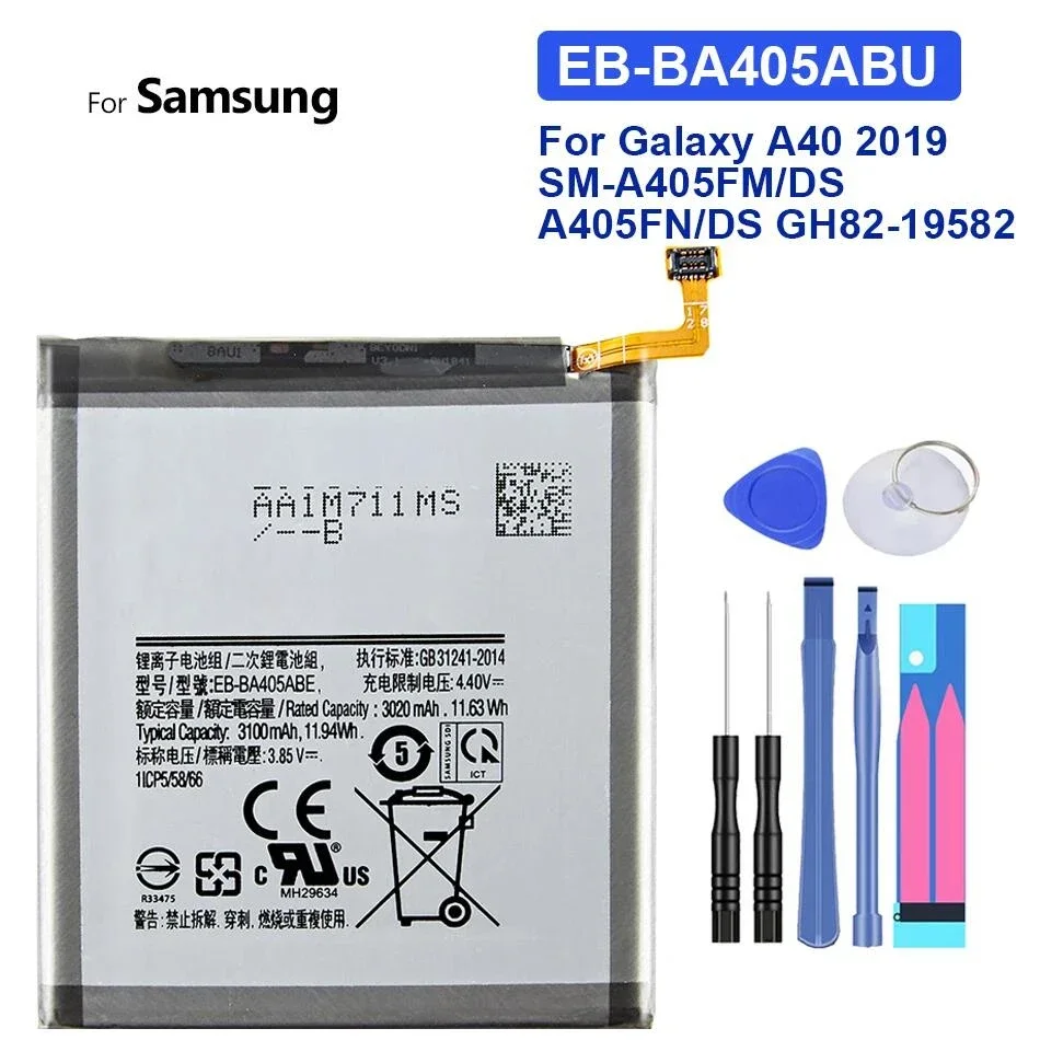 Аккумулятор EB-BA405ABE EB-BA405ABU 3100 мАч для SAMSUNG Galaxy A40 2019 SM-A405FM/DS A405FN/DS GH82-19582A + инструменты