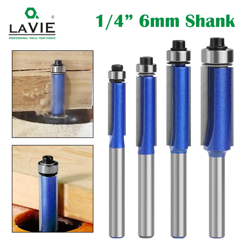 

1pc 6mm 1/4 shank high-quality Milling Cutter Flush Trim With Bearing Router Bit set for Woodworking