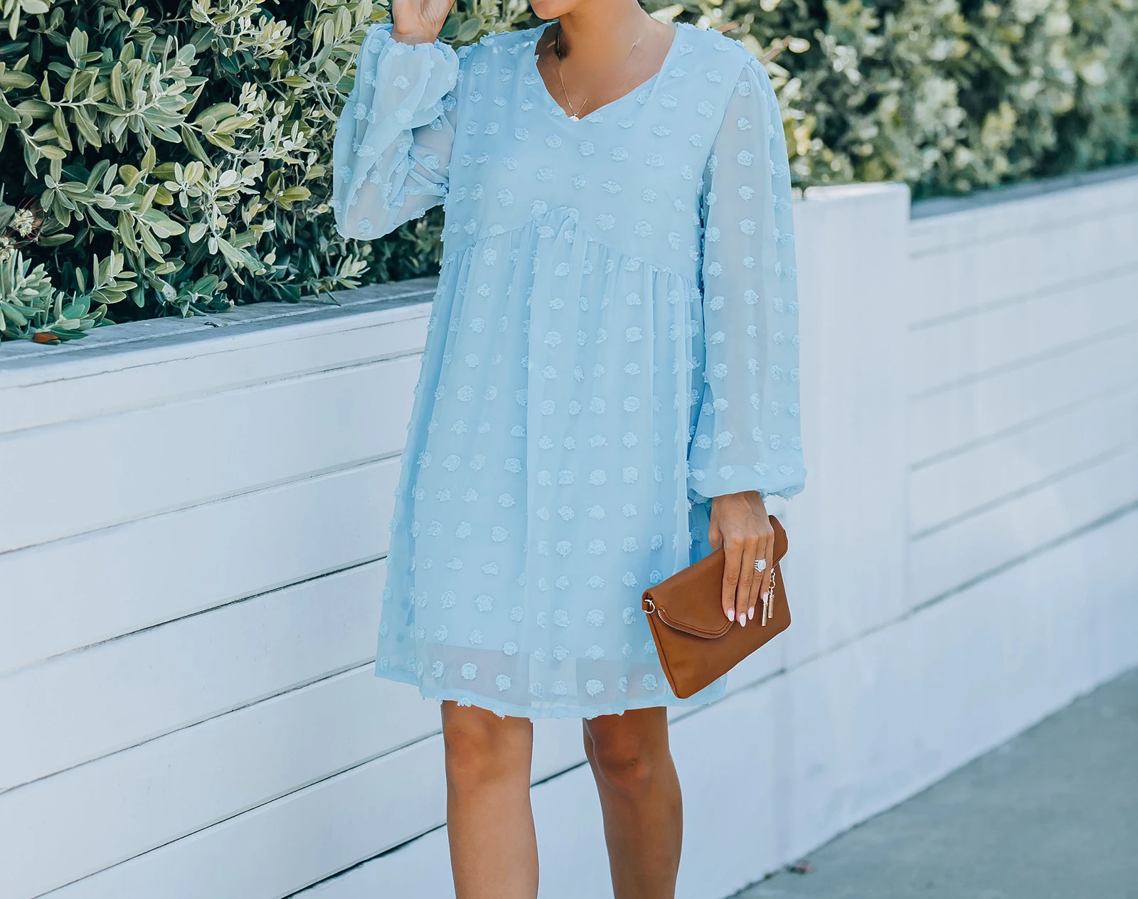 

Spring and Autumn Women's New V-Neck Loose Jacquard Dress Long Sleeve Dresses