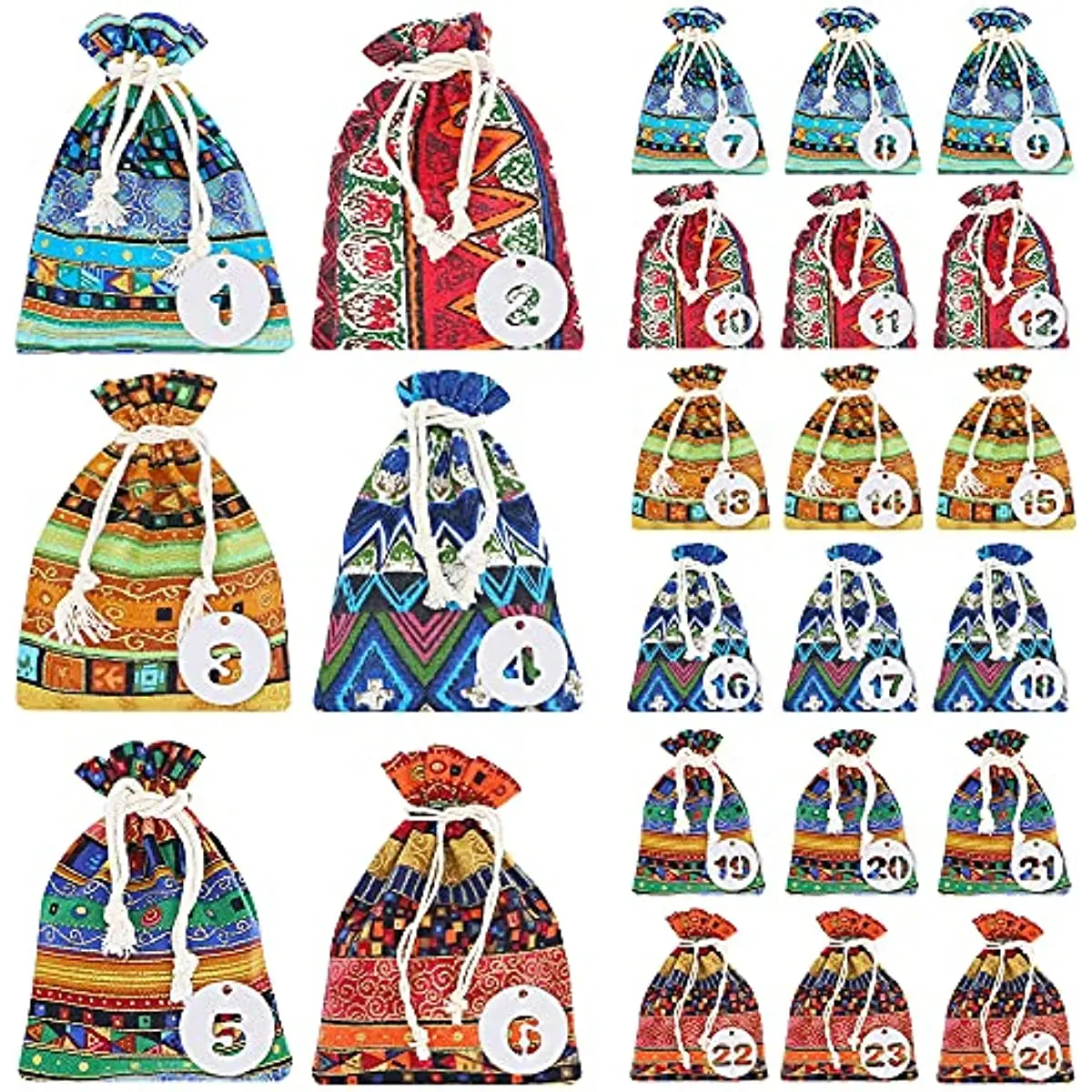 

24pcs Drawstring Gift Bag Ethnic Style Jewellery Coin Bags for Gifts Sweets Snacks Jewelry Party