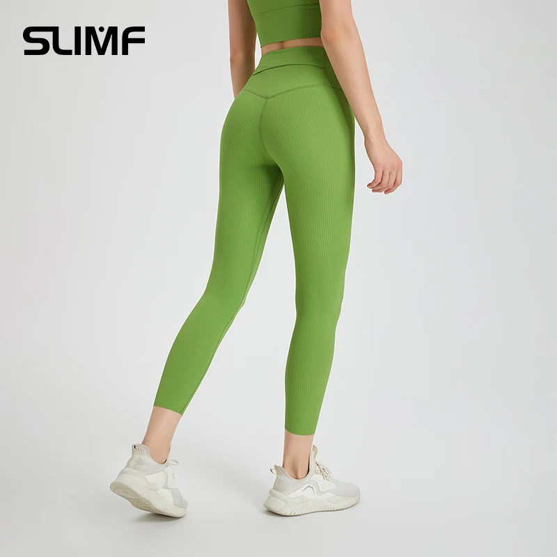 

Ribbed Yoga Pants High Waisted Gym Leggings Sport Women Fitness Seamless Female Legging Tummy Control Running Training Tights