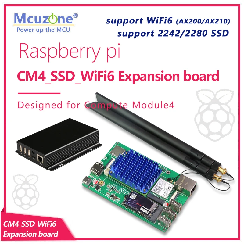 RPi CM4_SSD_WiFi6 Expansion board PCIE M.2 KEY NVME 2280 2242 AX200 AX210 WIFI6E Ubuntu