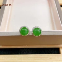 cynsfja new real certified natural hetian jasper nephrite 925 silver womens lucky green jade earrings high quality best gifts