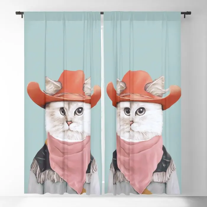 

Затемняющие шторы Rodeo Cat, оконные занавески с 3D принтом для спальни, гостиной, декоративные оконные принадлежности