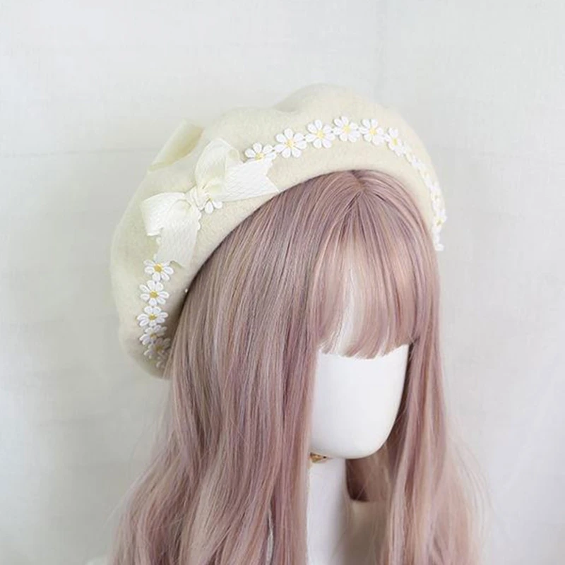 

Fashionable Lolita Beret Beret Hat For Women Balmoral hat Slouchy Painter Hat All-Match Newsboy For Square Face