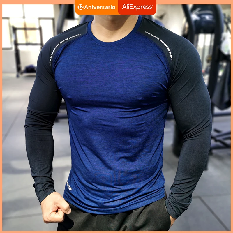 

Men Compression T-Shirts Tops Homme Gym Sport Running Clothing Fitness Tight Long Sleeve Tees Dry Fit Rashguard Mma Sweatshirt