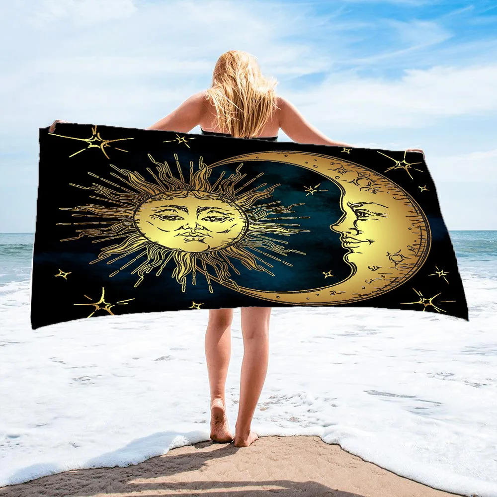 

Moon Star Mystic Sun Astrology Tarot Goth Beach Towels Soft Absorbent Quick Dry Luxury Hotel Bathroom for Adults Kids Gym Swim