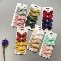 4pcsset cotton linen hair pin baby clips for girls 3in bow accessories infant hooks children barettes cute hairpin ins headwear