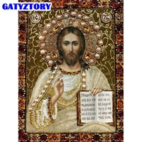 gatyztory full roundsquare diamond painting jesus 5d diamond art embroidery religious figures home decor handmade