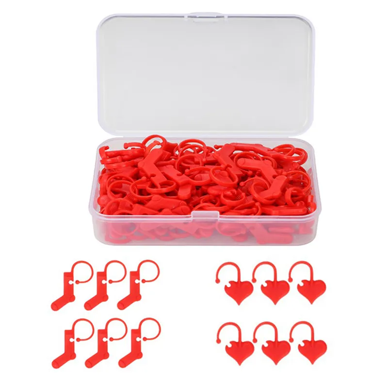 40/50 Pcs Plastic Knitting Tools Locking Stitch Markers Crochet Latch Needle Clip Hook Red Heart Socks Shaped |