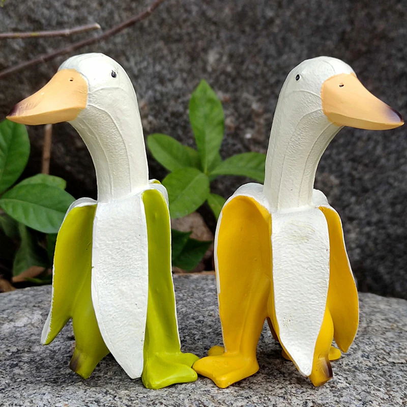 

Ярдовые украшения, садовая Статуэтка с изображением очищенной банана, утки, необычные аксессуары для наружного декора, садовые украшения